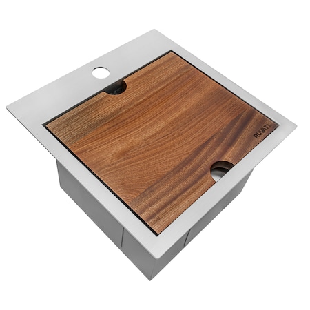 Ruvati Outdoor BBQ Workstation Sink 15x15" Topmnt Marine Grade T316 SS RVBoat RVQ5215